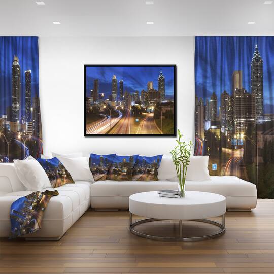 Designart - Atlanta Skyline Twilight Blue Hour
